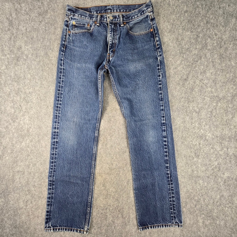 Levis 505 Jeans Mens 33x34 Blue Regular Fit Straight Leg Medium Wash Denim